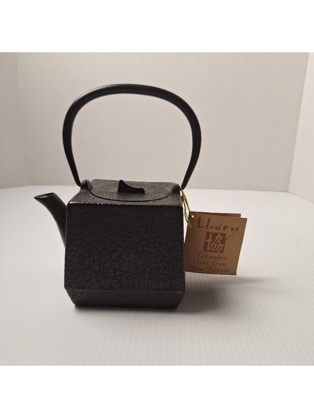 UNITY BRAND TETSUBIN SQUARE CUBE CAST IRON TEAPOT KETTLE MADE IN JAPAN VINTAGE